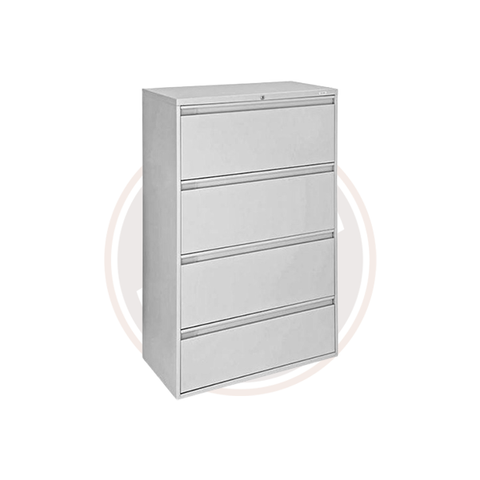 Omcan 36" Wide Light Gray Lateral File Cabinet with Four Drawers - 45791