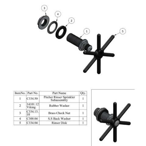 Pitcher Rinser Spray Assembly