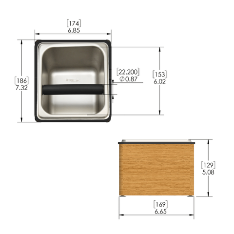 7.32″ x 6.85″ x 5.08″ Wooden Counter Top Knock Box